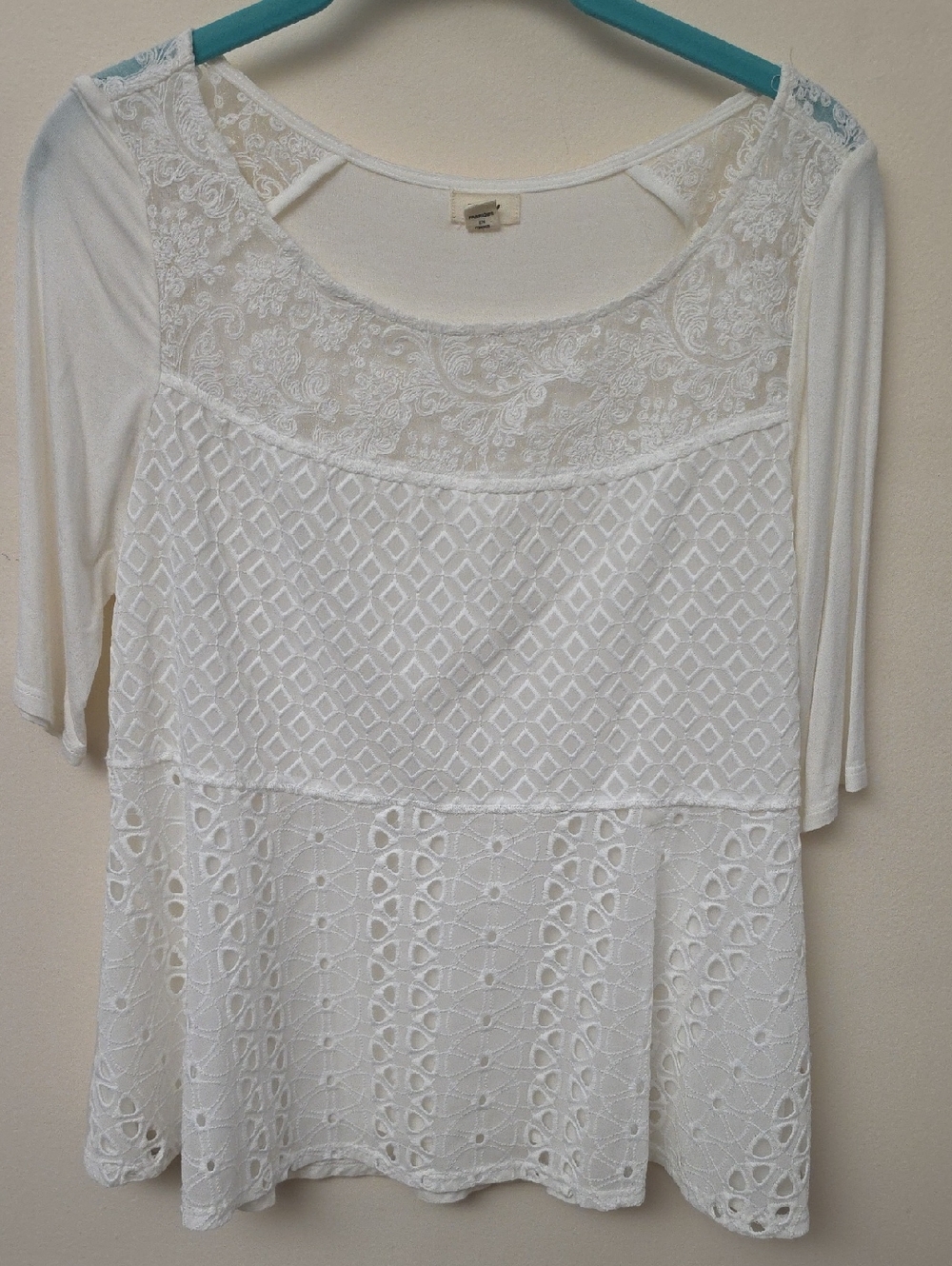 Lace‎ And Eyelet White Women's Peplum Top SZ S by Tiny